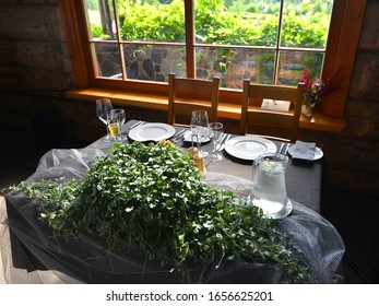 Served restaurant table for two persons
