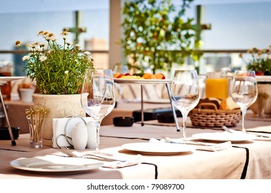 Served Table At Summer Terrace Cafe