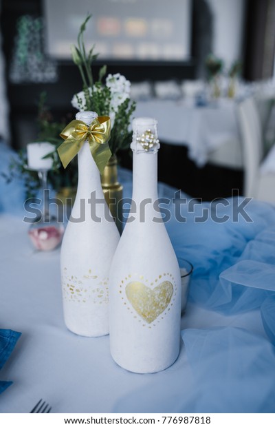 Served Wedding Banquet Table Blue White Stock Photo Edit Now