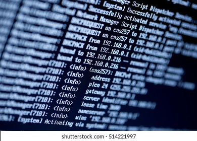 server configuration command lines on a monitor - Shutterstock ID 514221997