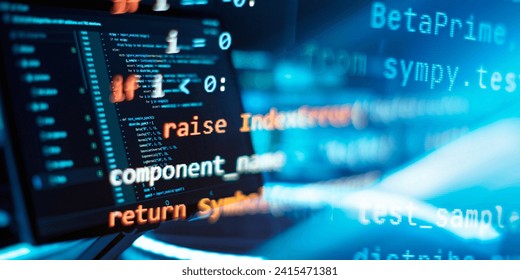 Server logs analysis. Closeup developing programming and coding technologies.