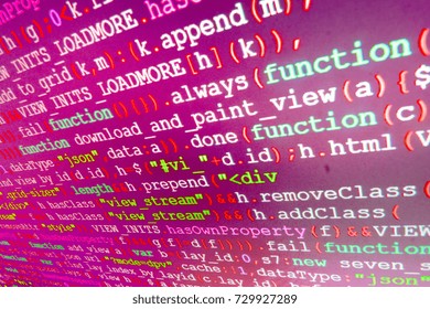 Server logs analysis. WWW software development. Software development. Big data and Internet of things trend. Software engineer at work. Digital binary data on computer screen. 
