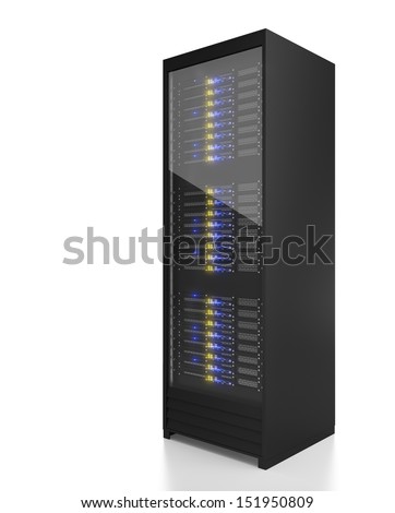 Server rack image. Isolated on white background