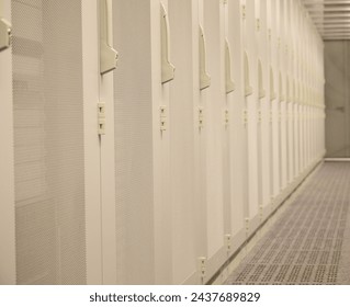 Server racks with built-in servers in a data center