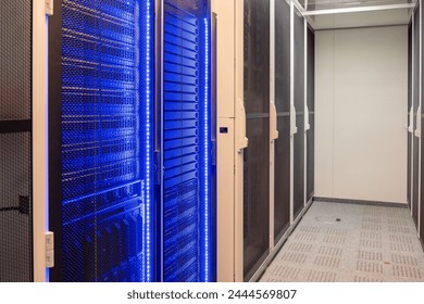 Server racks with built-in servers in a data center