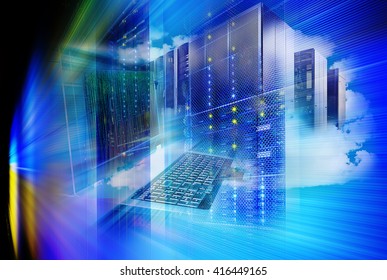 Server Repository. control terminal supercomputer cloud storage. abstraktsionnoe image technology - Shutterstock ID 416449165