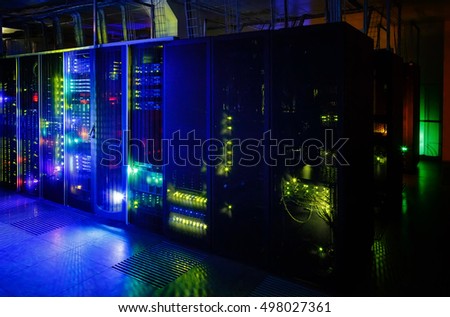 Server Room Dark Bright Colored Lights Stock Photo Edit Now