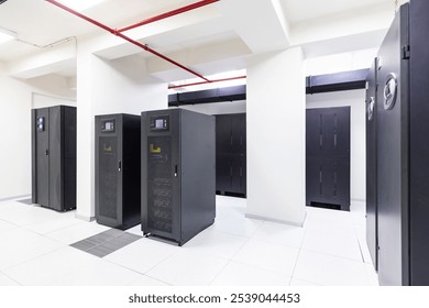 Server room data center with row of server racks