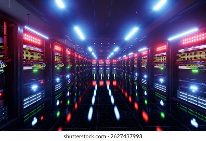 Server Room Network Infrastructure, data center, server rack, network cables