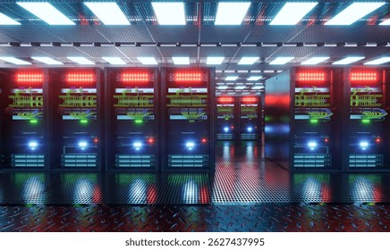 Server Room Network Infrastructure, data center, server rack, network cables