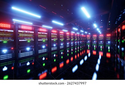 Server Room Network Infrastructure, data center, server rack, network cables