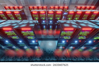 Server Room Network Infrastructure, data center, server rack, network cables