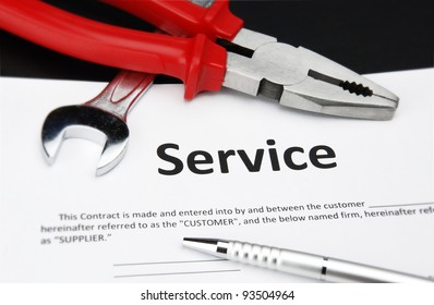 Service Contract Agreement With Pen, Wrench And Nipper