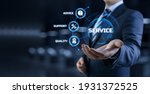Service customer satisfaction technical support concept on virtual screen.