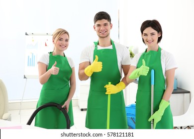 Service Team Cleaning Modern Office