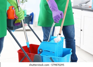 Service Team Cleaning Modern Office