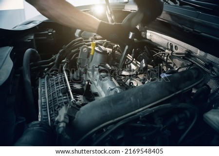 Similar – Truck Engine Motor Components In Car Service Inspection