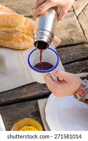 Serving breakfast coffee