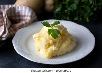 Serving Of Creamy Mashed Potato Made From Boiled Potatoes 