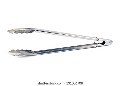 Serving Kitchen Tongs Isolated On A White