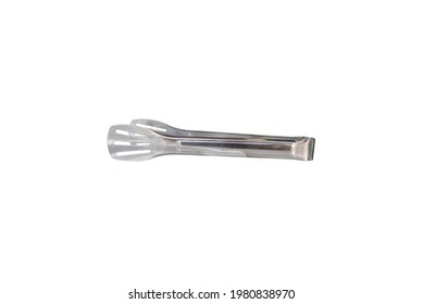 Serving kitchen tongs isolated on white background with clipping path. Metal tongs for use in the kitchen and restaurant.