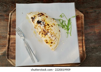 Serving Pizza Puff On Wood Table