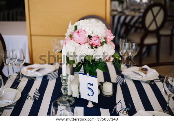 Serving Wedding Table Nautical Theme Numbering Stock Photo Edit