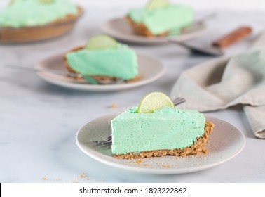 Servings Of Key Lime Pie Ready For Eating.