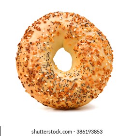 Sesame Bagel On White Background 