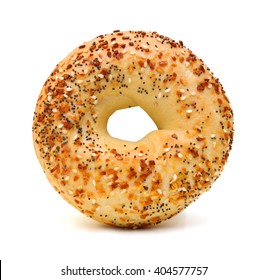 Sesame Bagel On White Background 