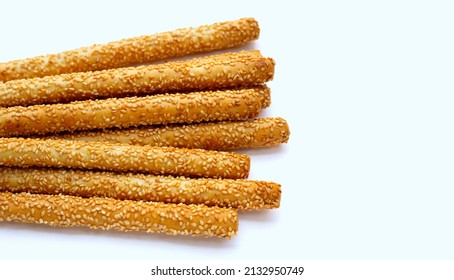 Sesame breadsticks on white background. - Powered by Shutterstock