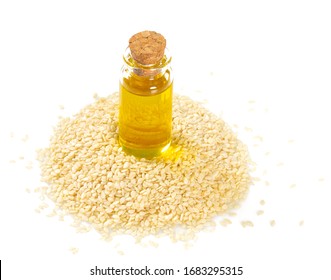 Sesame Oil Isolated On White