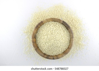 Sesame Seeds In A Bowl And Scattered