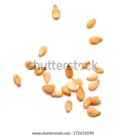 sesame seeds on a white background. macro