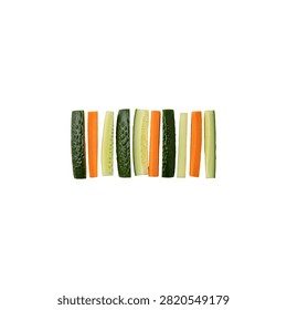 Set of 12 colored pencils with sharpened tips on a white background, pencil set, sharpened pencils