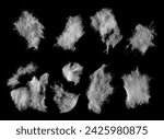 Set absorbent cotton wool pads, swabs, wadding isolated on black, clipping path	