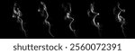 Set abstract fog or white smoke evaporates turns, White smoke image become vapor is divided into parts on black background, fog effect, Smoke is coming out from below on black background. 