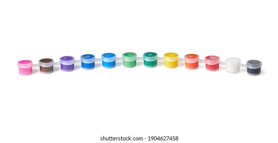 Set of acrylic paints in small plastic cans isolated on a white background with clipping path. Creative hobby. Painting for beginners.
 - Powered by Shutterstock