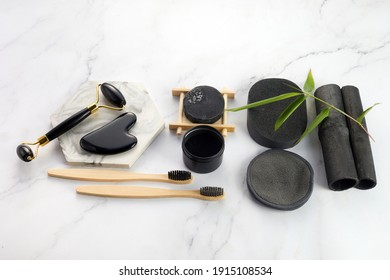 Set Of Actovated Bamboo Charcoal Product For Healthcare, Home Spa, Teeth. Zero Waste.