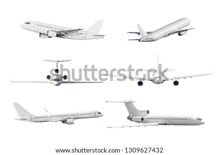 Set of airplane isolated from the white background.