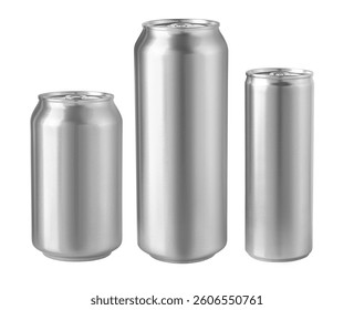 Set of  Aluminum slim cans isolated on white background  