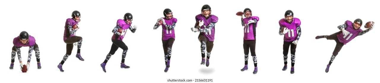 Set of American football player isolated on white - Powered by Shutterstock