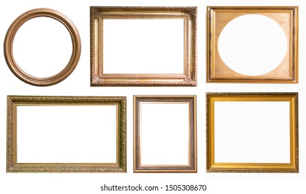 Set Of Antique Picture Frames Isolated On White Background