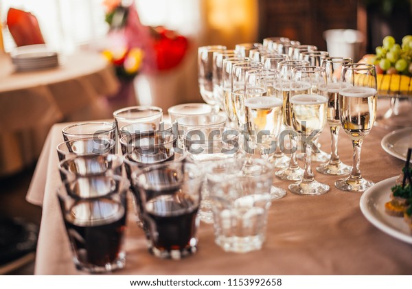 Set Aperitif Glasses On Wedding Table Stock Photo Edit Now