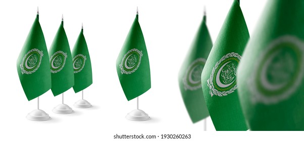 Set of Arab League national flags on a white background