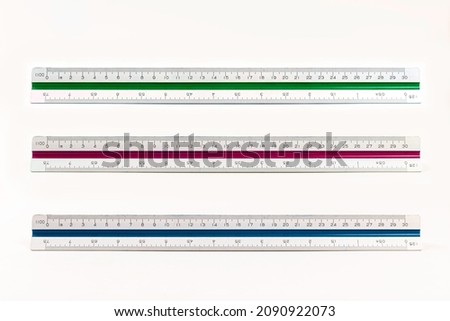 Set of Architect ruler scale isolated on white background.