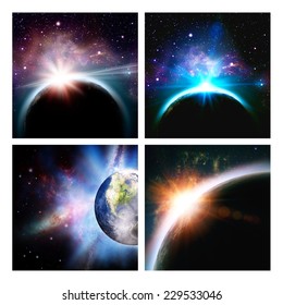 Set of assorted space backgrounds for your design. NASA imagery used