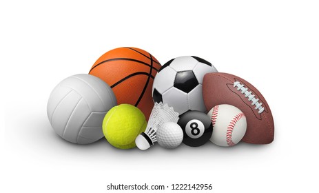 Set Balls Isolated On White Background Stock Photo 1222142956 ...