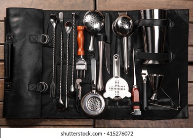 Set Of Barman Equipment In Black Case 