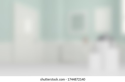 set for the bathroom, toothbrush, jars, a container for liquid soap on a white table. on blurred background. Unfocused, Blur phototography - Shutterstock ID 1744872140